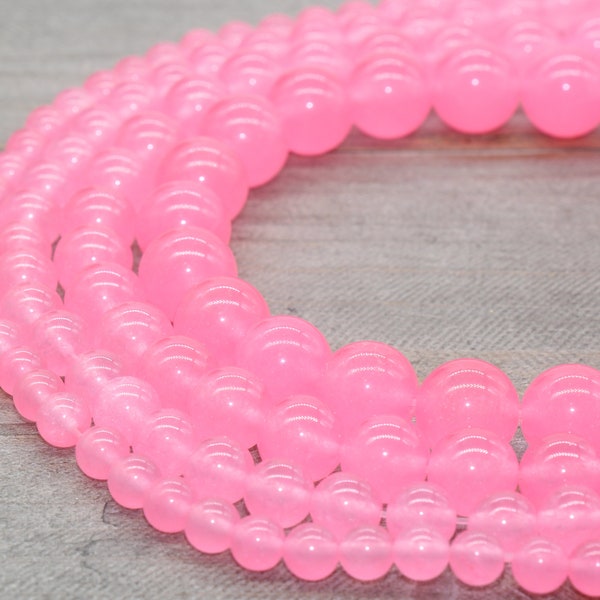 Pink Jade beads, Pink round smooth gemstones,6mm, 8mm,10mm,12mm full strand 15.5inch #179