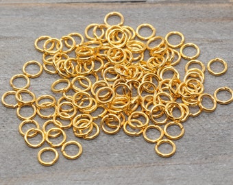 100-500pc 5mm Gold jump rings, gold splilt rings, 18 gauge jump rings