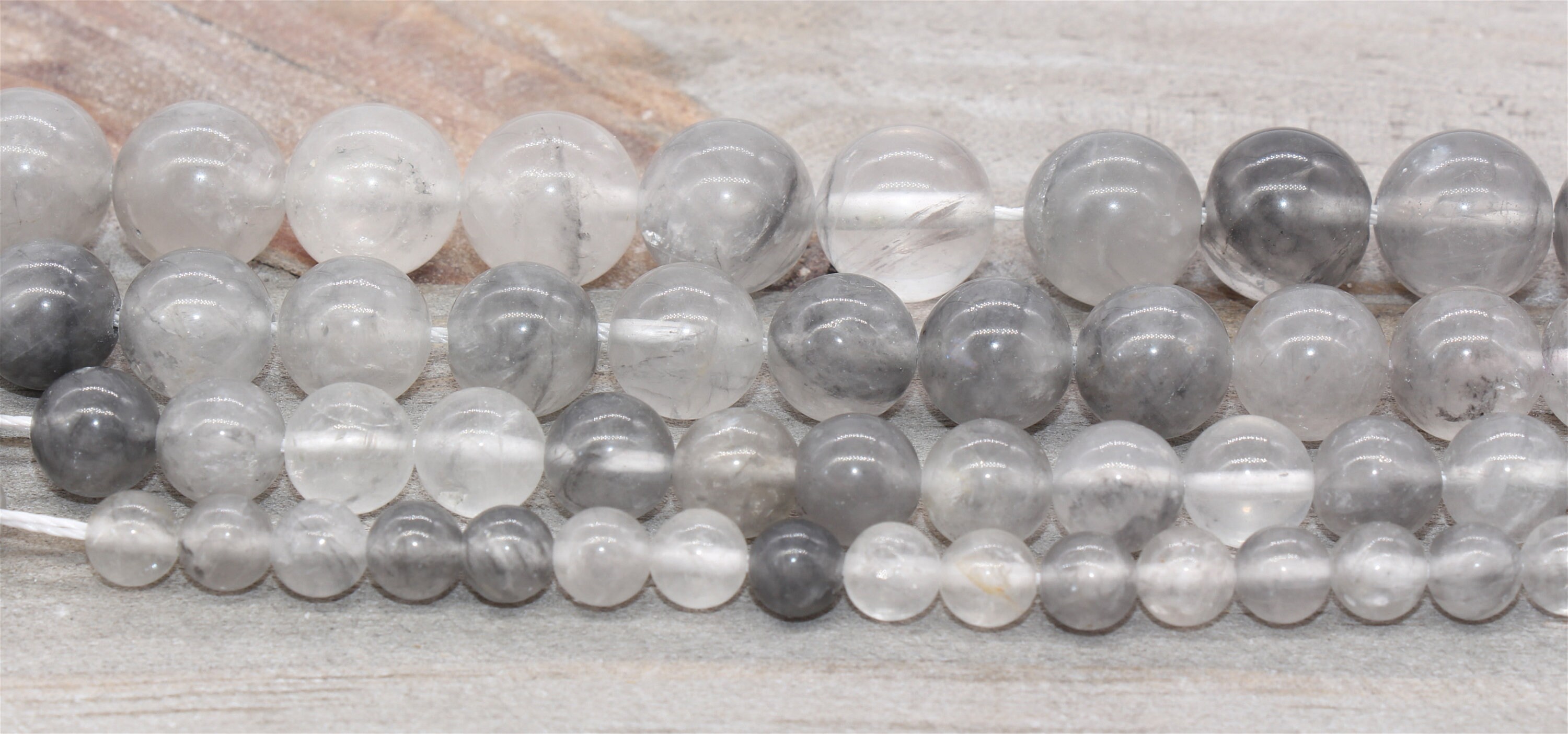 Cloudy Grey Quartz Beads Grey Quartz Beads Round Smooth Etsy