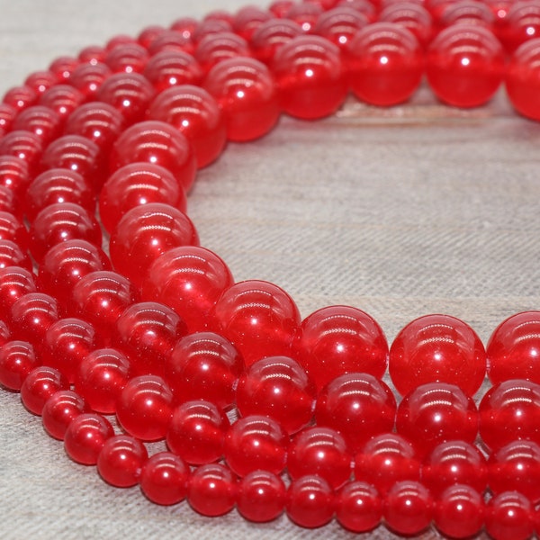 Red Jade beads, Red round smooth gemstones,6mm, 8mm,10mm,12mm full strand 15.5inch #181