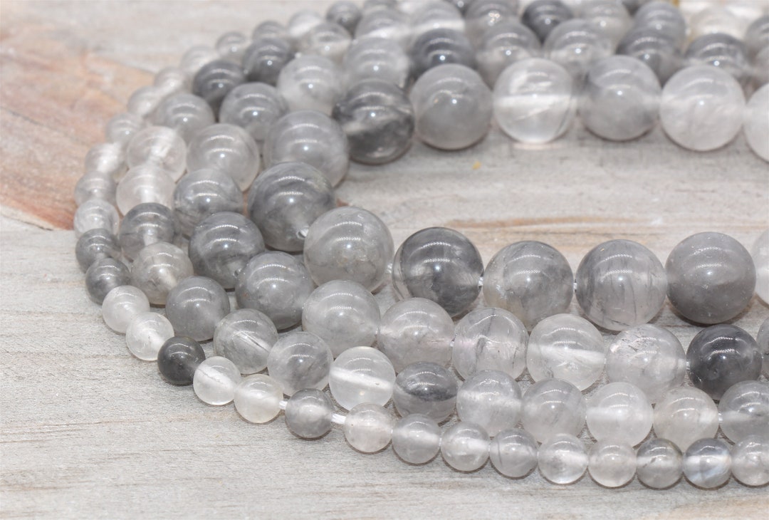Cloudy Grey Quartz Beads Grey Quartz Beads Round Smooth Etsy