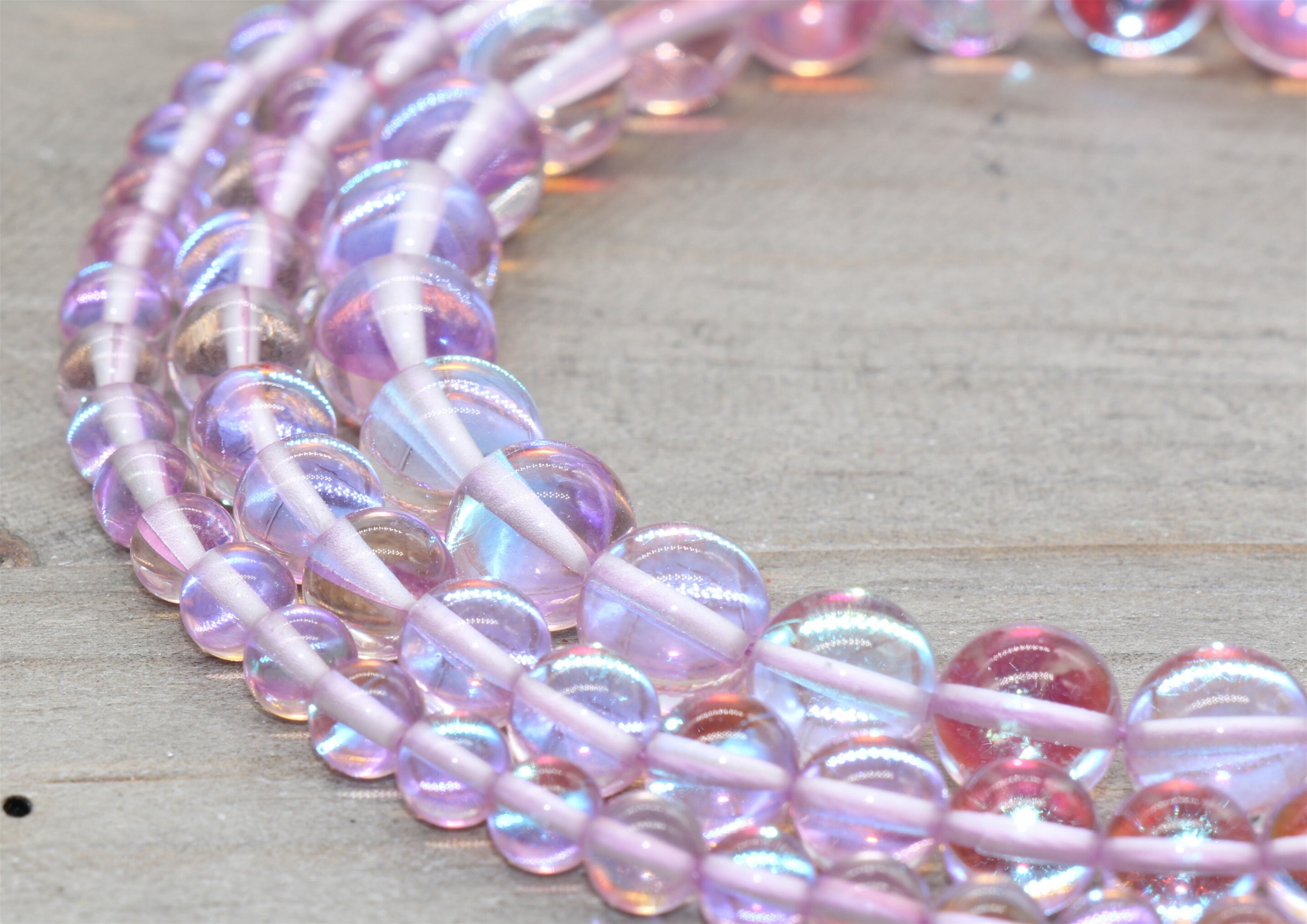 Lavender Moonstone Beads Smooth Holographic Round Beads Etsy