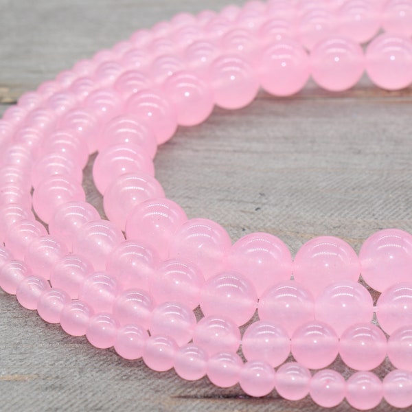 Pink Jade beads, Pink round smooth gemstones,6mm, 8mm,10mm,12mm full strand 15.5inch #185