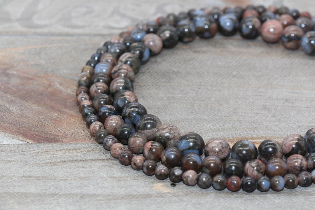 Blue Stain Brown Jasper Beads, Brown Jasper Round Gemstones, 4mm, 6mm