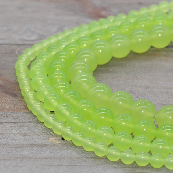 Lime Green Jade beads, Green round smooth gemstones,6mm, 8mm,10mm,12mm full strand 15.5inch #274