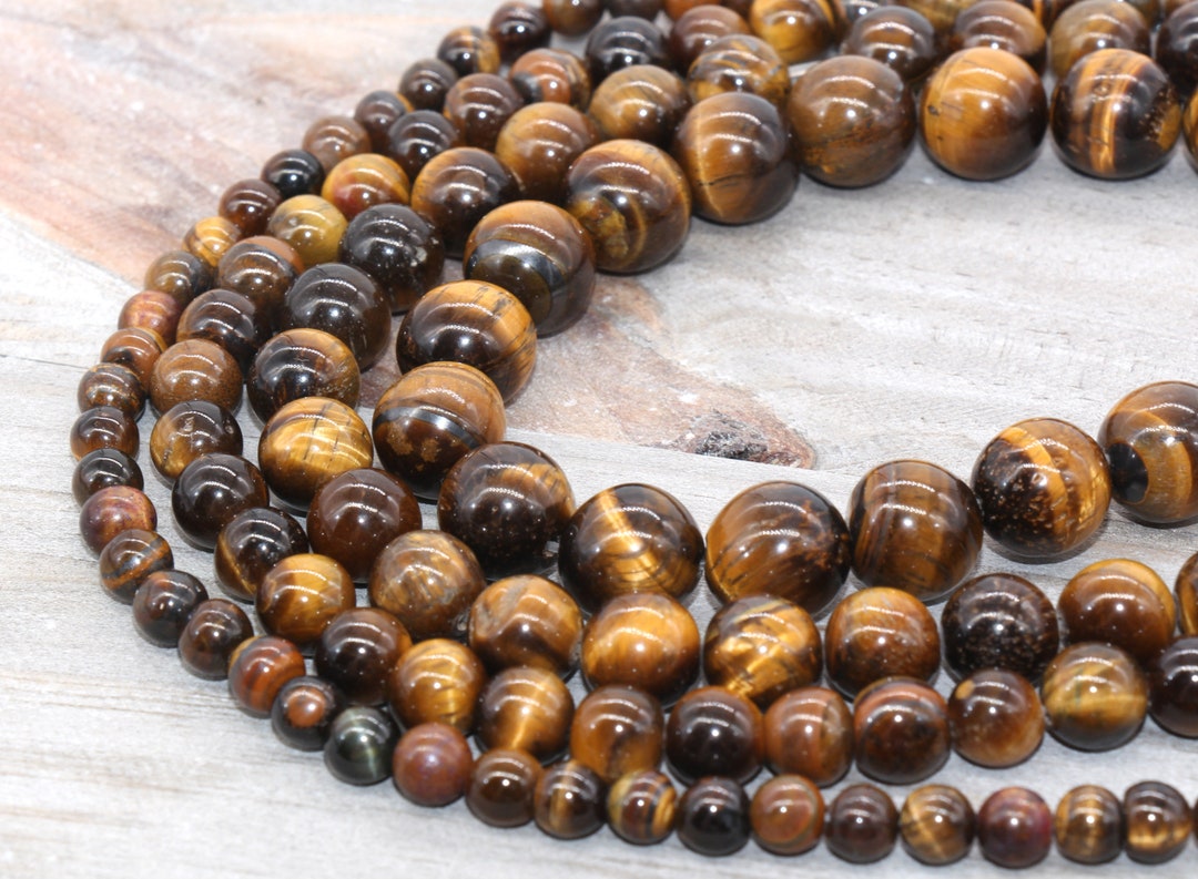 Tiger Eye Beads Yellow Tiger Eye Beads Natural Round Etsy