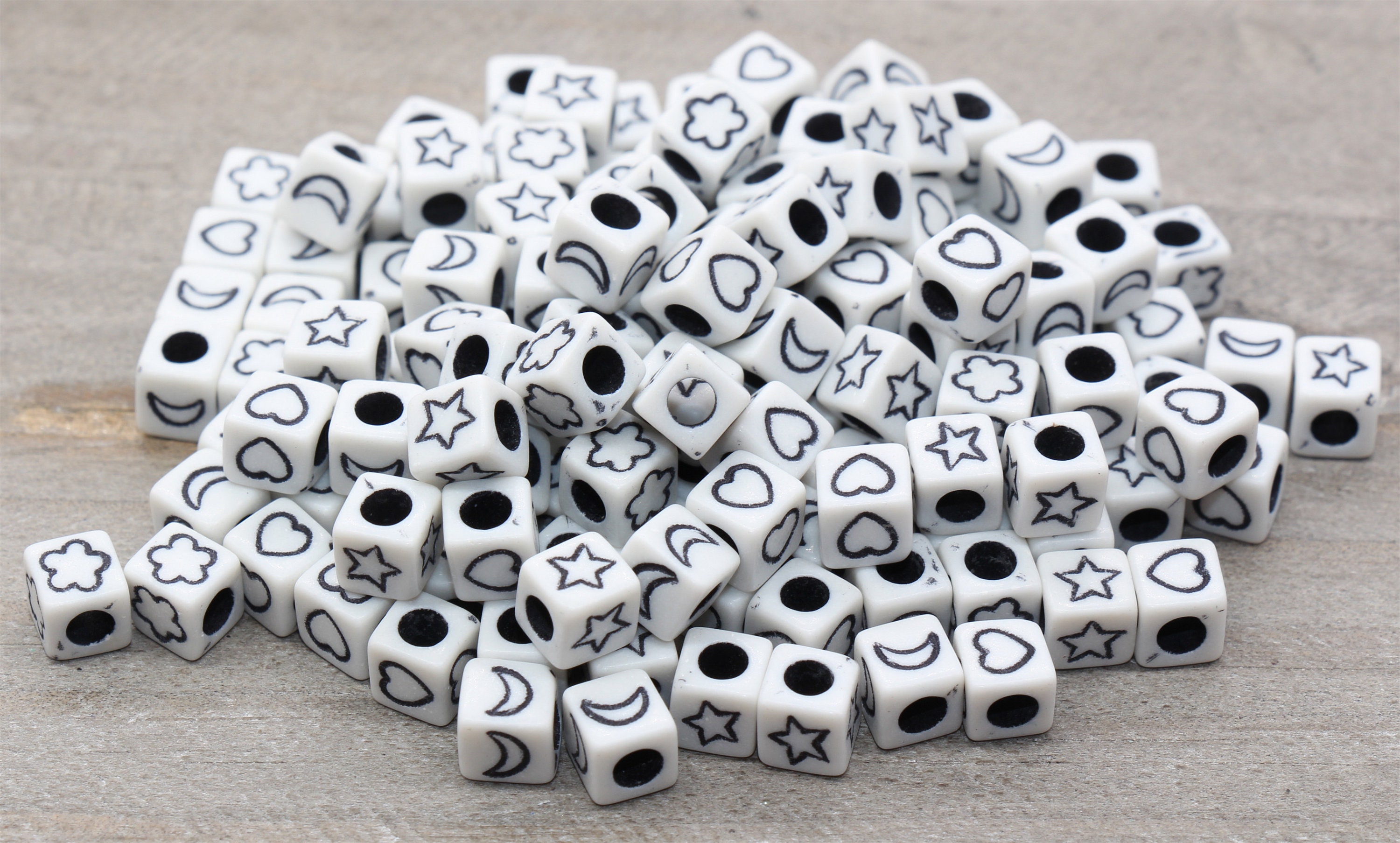 6x6mm Decoration Beads White Acrylic Cube Square Mixed Russian