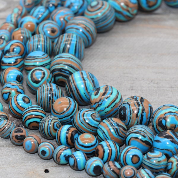 Malachite beads, peacock stone beads, Blue Brown beads, round gemstones, full strand 15.5inch 6mm,8mm,10mm,12mm #57