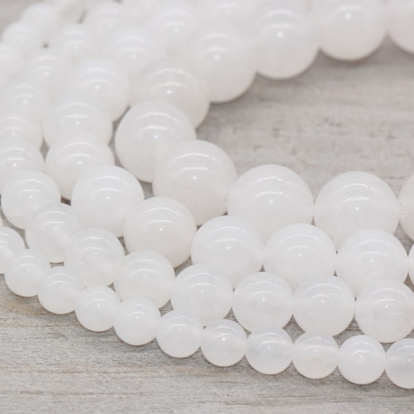 White jade beads, White beads, round smooth gemstones,6mm, 8mm,10mm,12mm full strand 15.5inch#28
