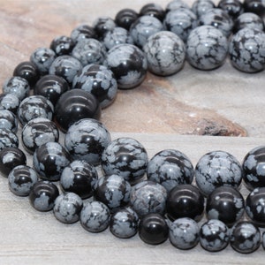 Natural Snowflake Obsidian Beads, black and white beads, Obsidian round gemstones, 6mm, 8mm,10mm, full strand 15.5inch #23