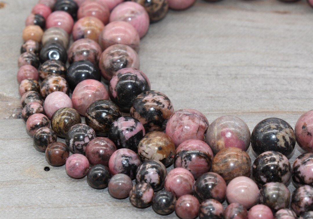 Natural Rhodonite Beads Black and Red Rhodonite Beads Smooth - Etsy
