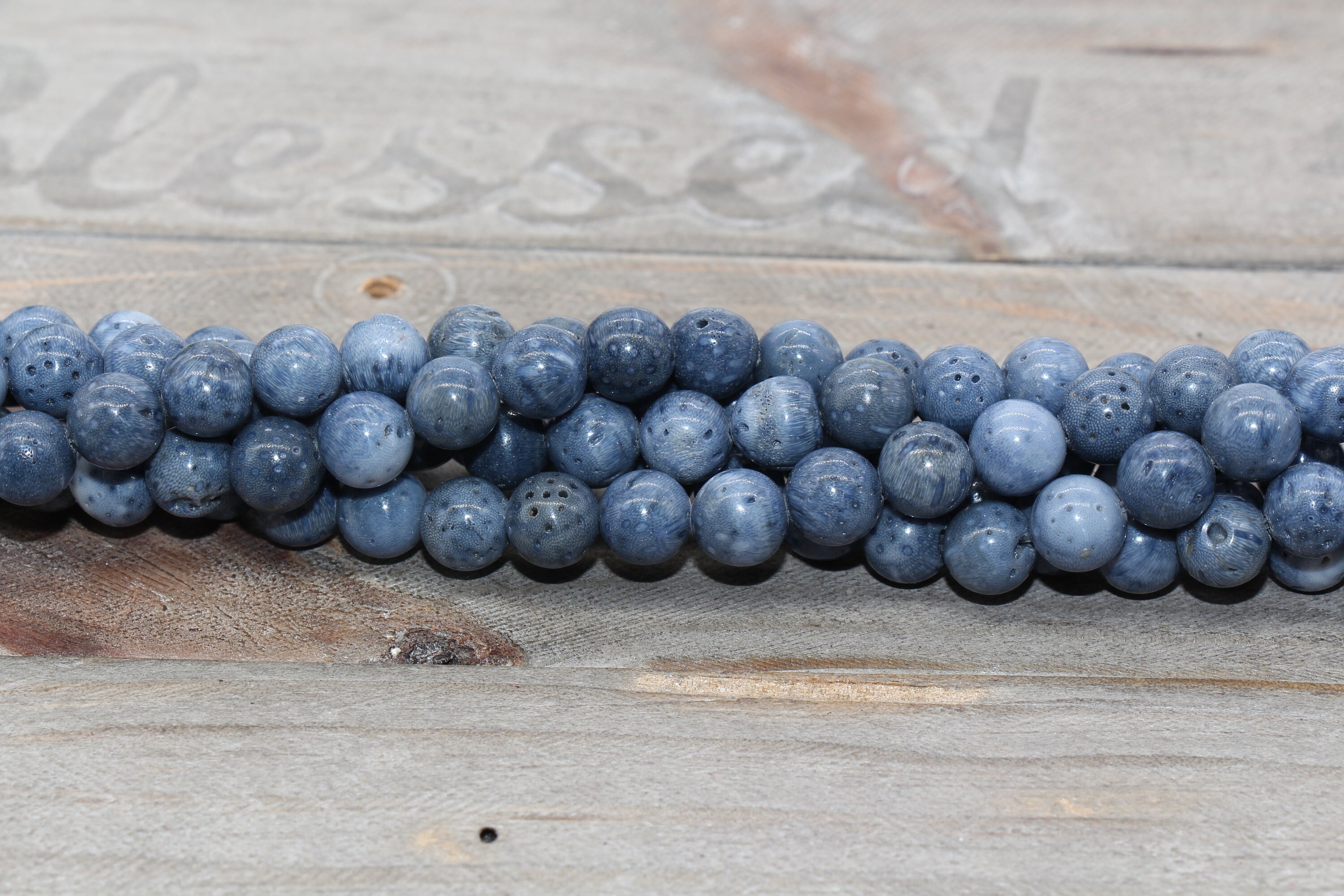 Natural Blue Coral Beads Blue Beads Round Smooth Etsy