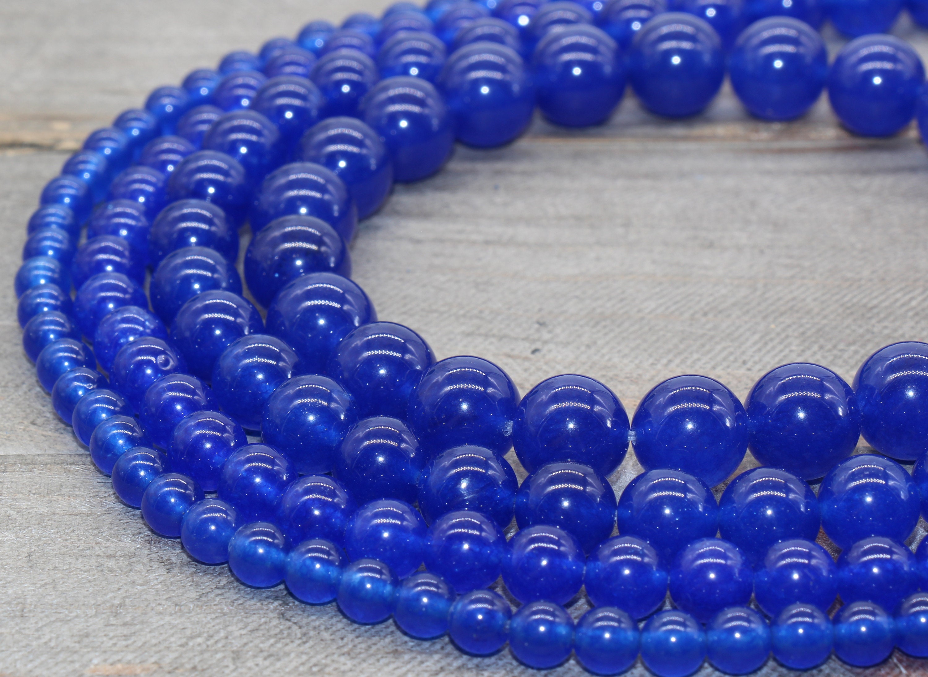 Royal Blue Jade Beads Dark Blue Round Smooth Gemstones6mm Etsy