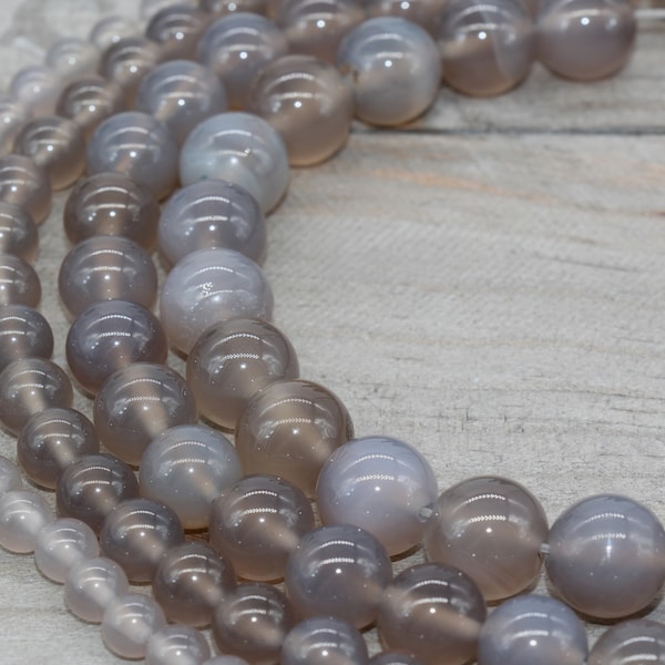 Natural Grey agate beads, Grey round Gemstons,6mm, 8mm,10mm,12mm full strand 15.5inch#45