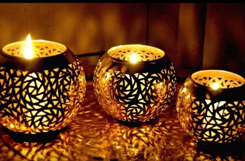 Set of 3 Moroccan candle holder candlestick holder xmas light Etsy