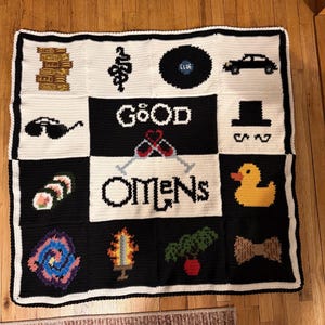 Good Omens-tema vävmönster för virkad filt