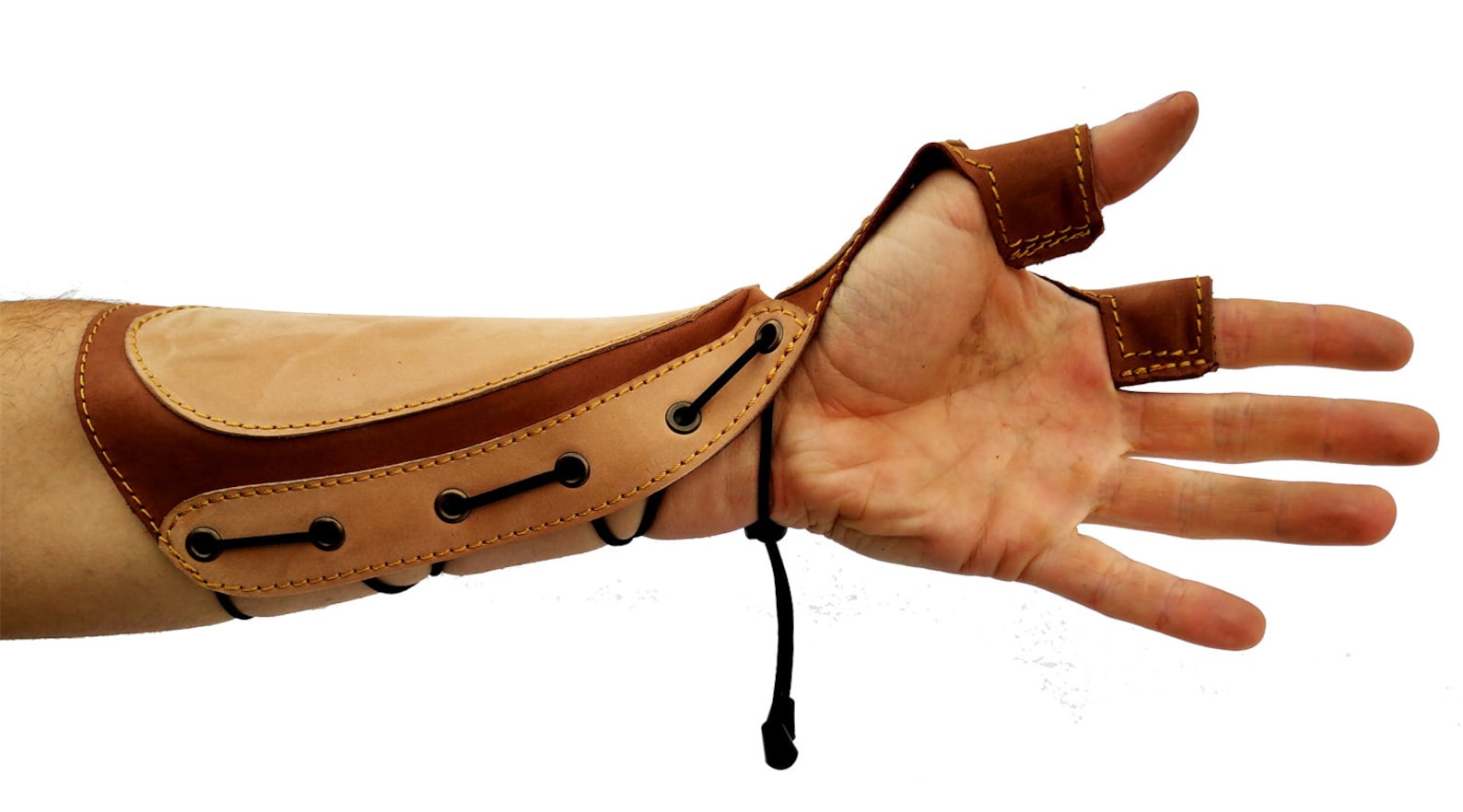 Bogenschießen Handschuh Leder - 3-Finger Braun
