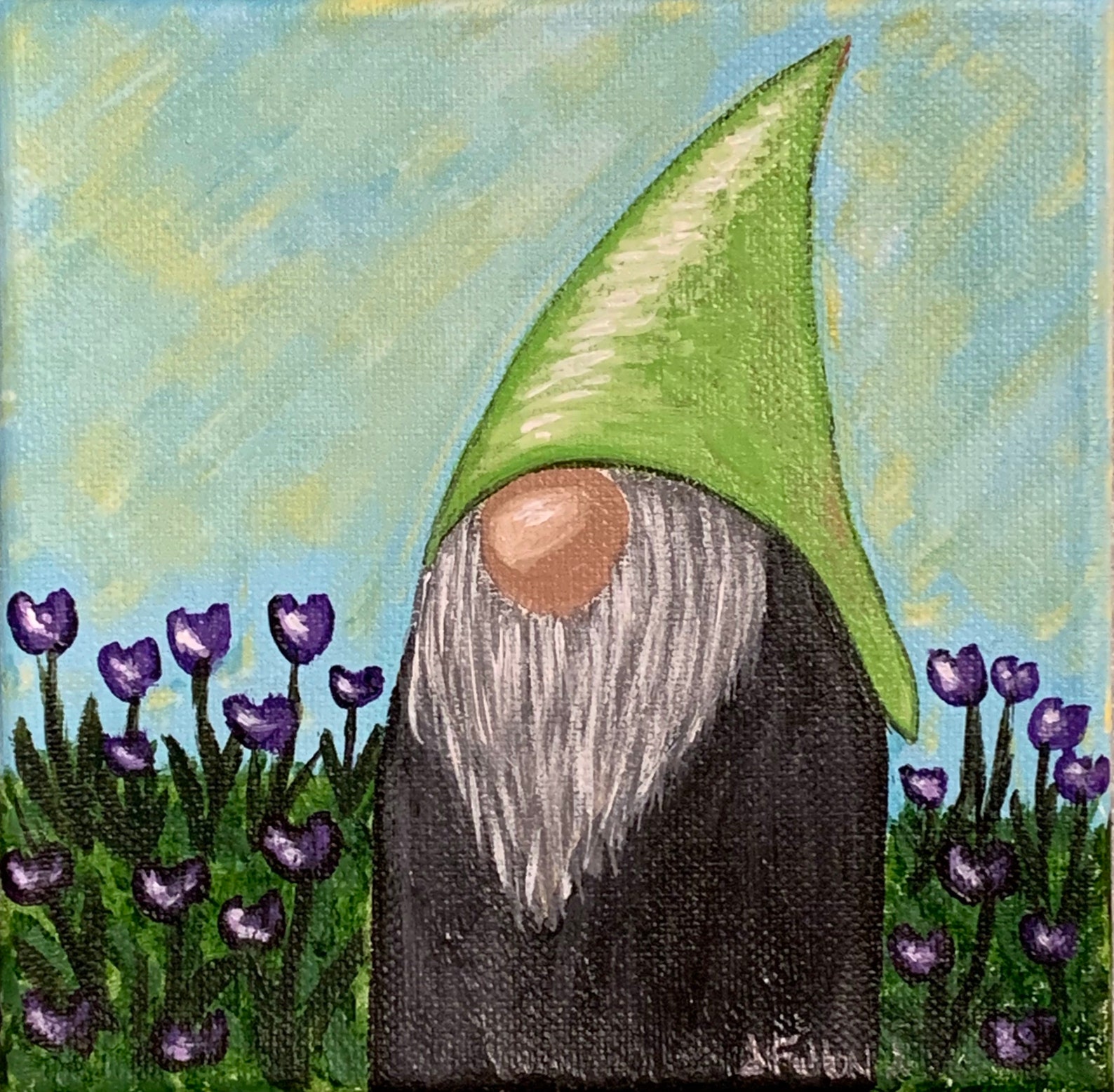 Set of 4 acrylic gnome paintings 1 for each seasonspring Etsy