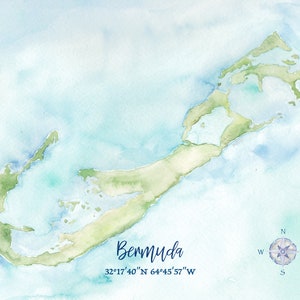 Bermuda Watercolor Map