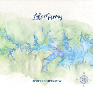 Lake Murray Watercolor Map