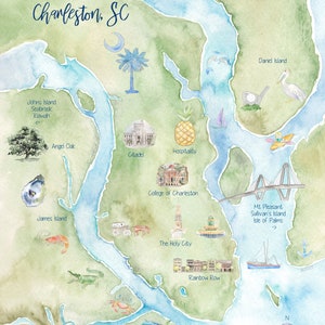 Charleston Illustrated Watercolor Map