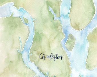 Charleston Watercolor Map