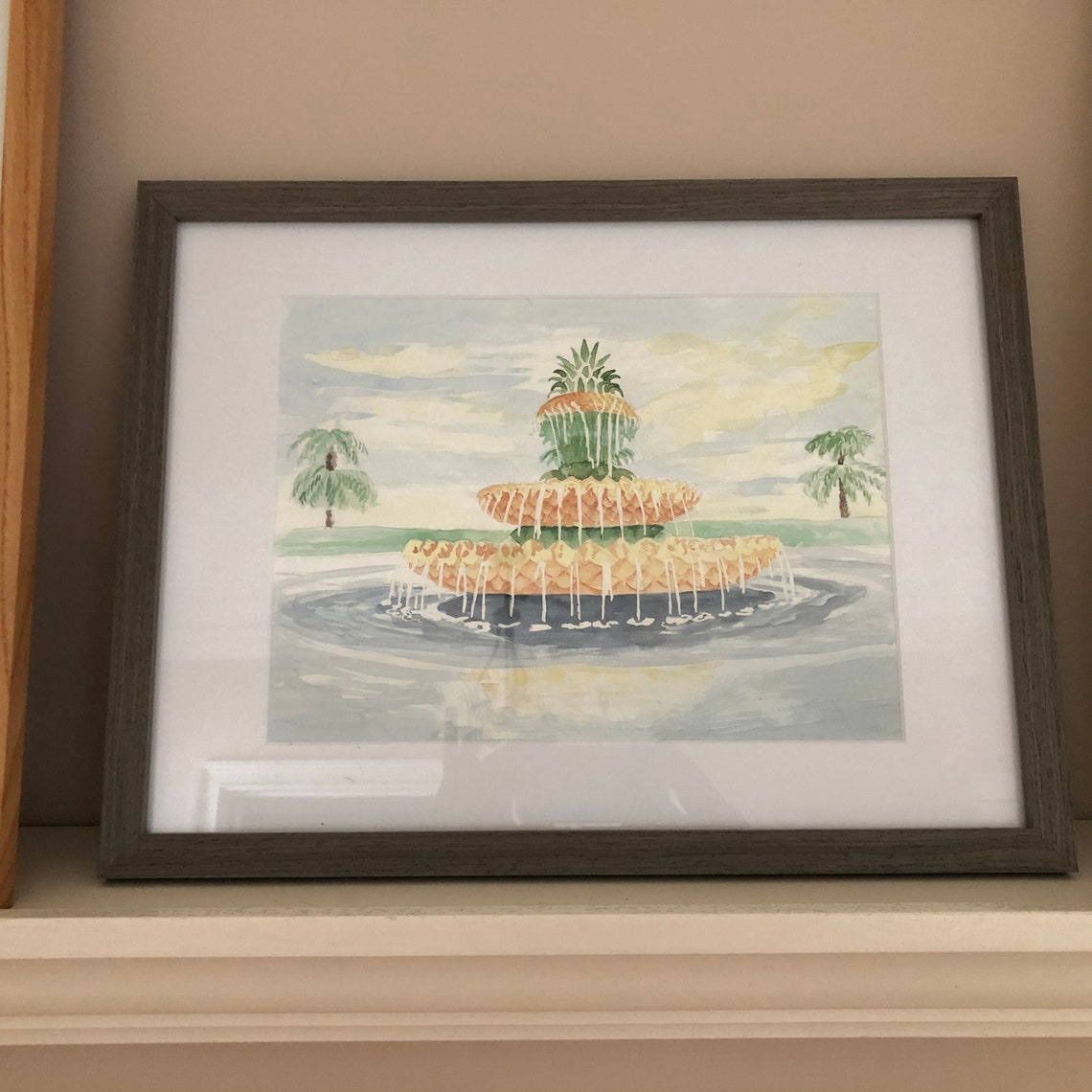 Charleston Pineapple Fountain Watercolor Print Etsy