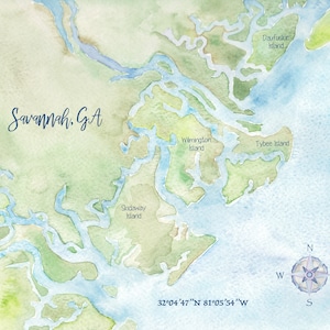Savannah Watercolor Map 8x10