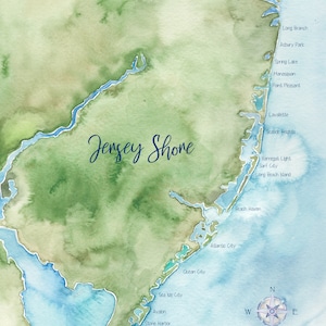 Jersey Shore Watercolor Map