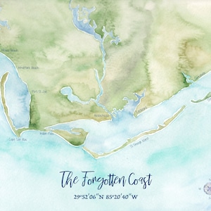 Forgotten Coast FL Watercolor Map