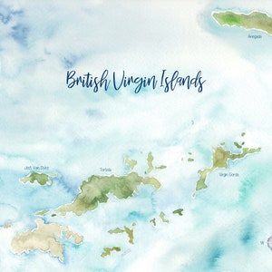 British Virgin Island Watercolor Map