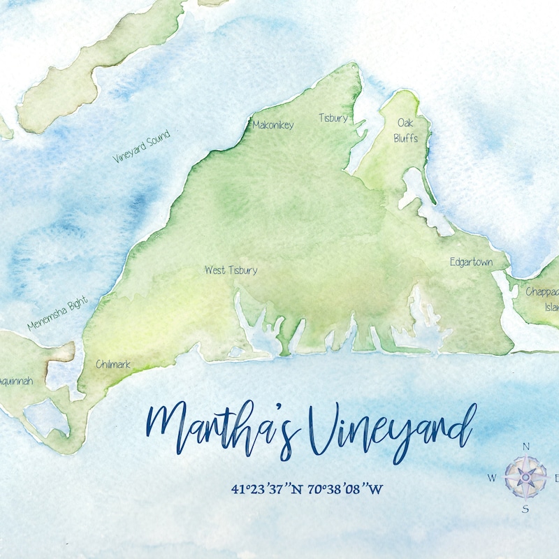 Map of Martha's Vineyard - Etsy