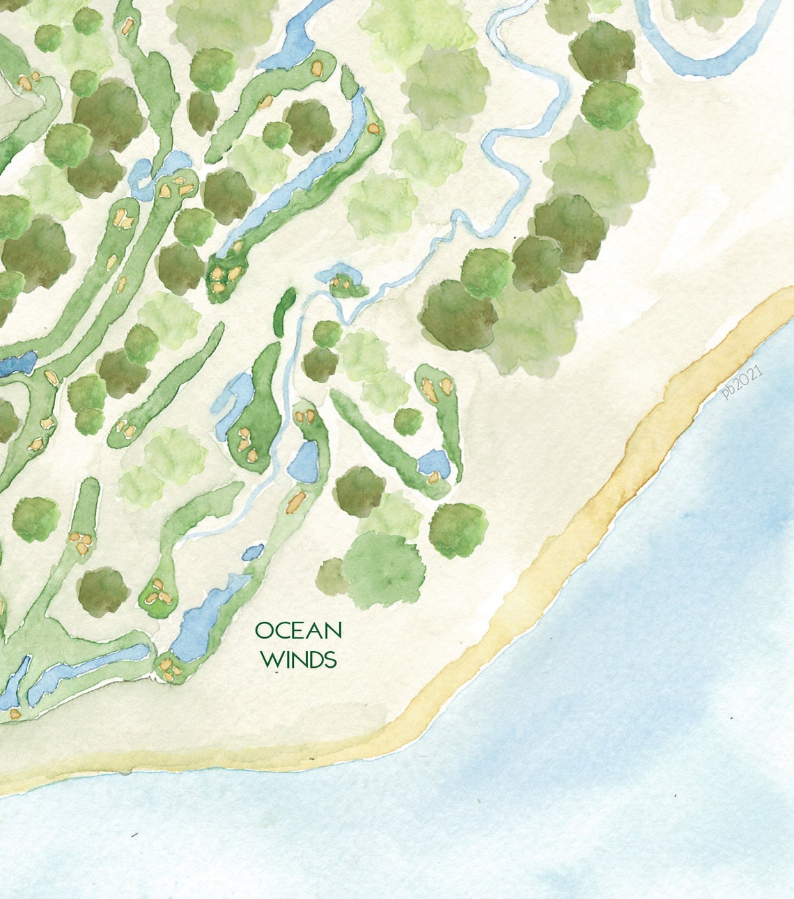 Seabrook Island SC Golf Course Watercolor Print Etsy