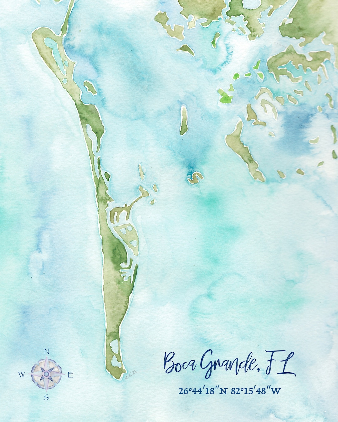 Boca Grande FL Watercolor Map - Il 1080xN.3890734367 Awfu 