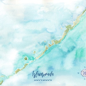 Islamorada Florida Keys Watercolor Map