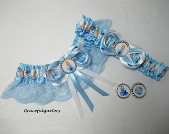 Cinderella Themed Slipper or Carriage Lace Bridal Wedding Garter LaceSatin