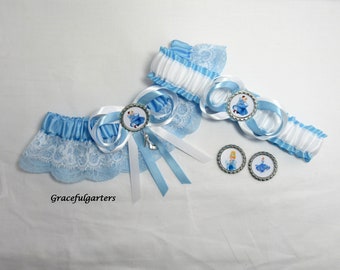 Cinderella Themed Slipper or Carriage Lace Bridal Wedding Garter LaceSatin