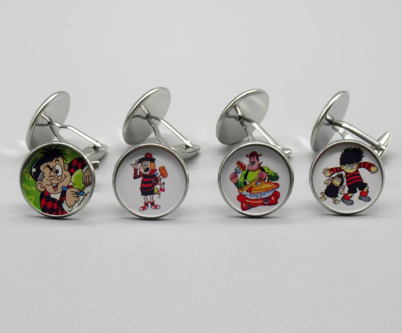 20mm Silver Coloured Metal. Comic Cartoon Charters Silver Cufflinks