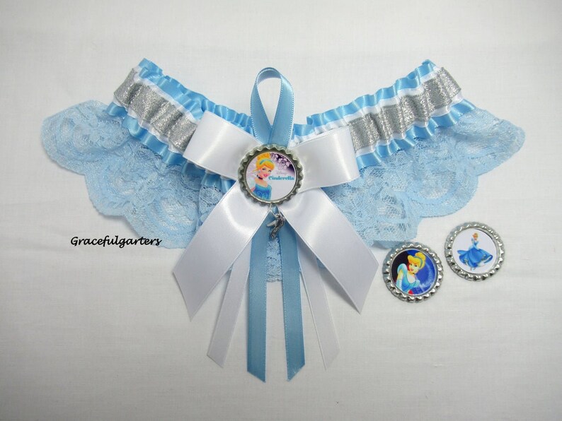 Cinderella Themed Slipper or Carriage Lace Bridal Wedding Garter LaceSatin