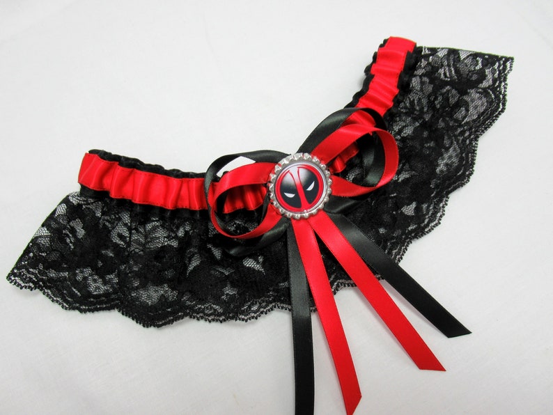 LaceSatin Deadpool Antiheroic Lace Bridal Wedding Garter or Set