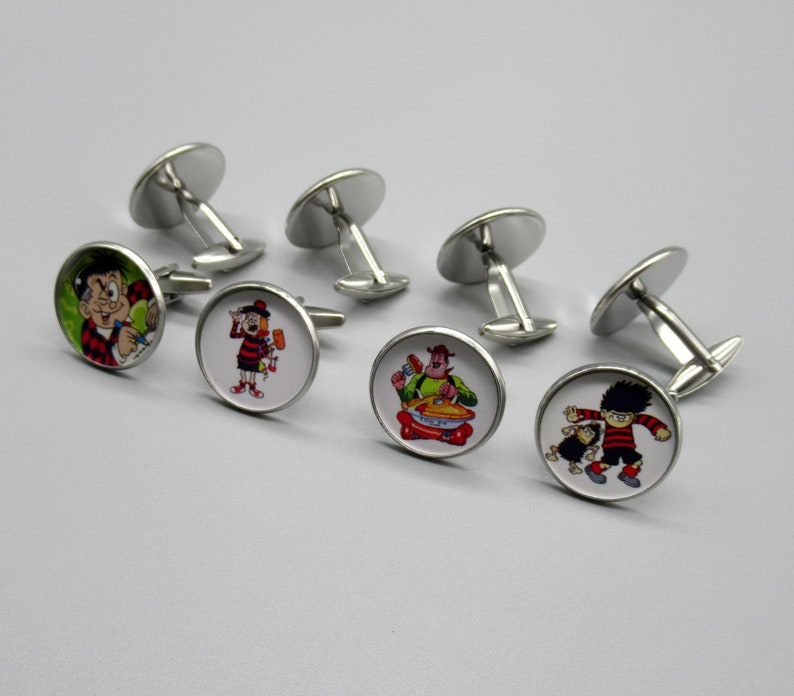 20mm Silver Coloured Metal. Comic Cartoon Charters Silver Cufflinks