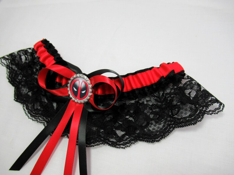 LaceSatin Deadpool Antiheroic Lace Bridal Wedding Garter or Set