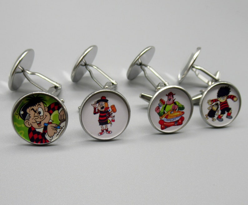 20mm Silver Coloured Metal. Comic Cartoon Charters Silver Cufflinks