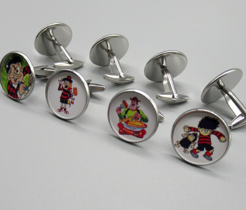 20mm Silver Coloured Metal. Comic Cartoon Charters Silver Cufflinks