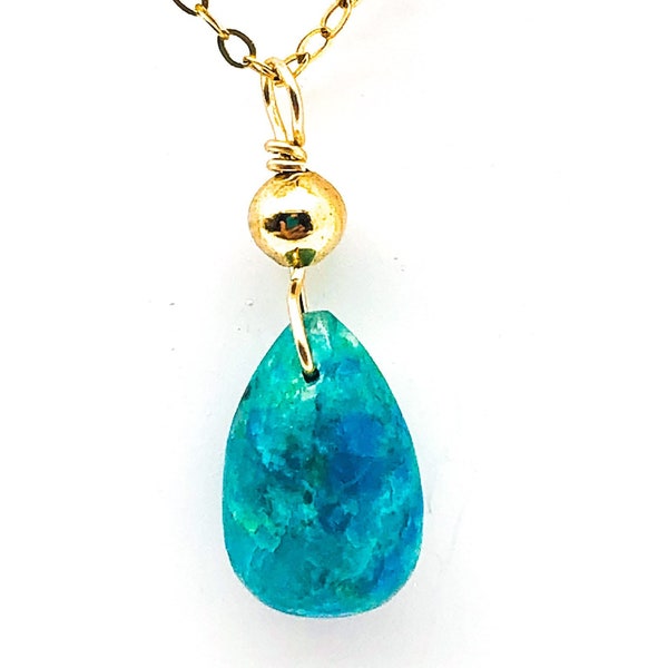 •AEON• arizona chrysocolla + gold necklace (16