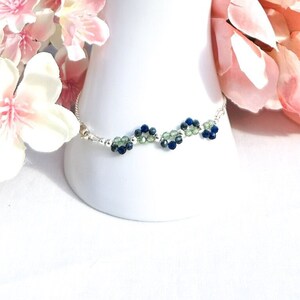 Handmade Sterling Silver Blue & Green Sapphire Bracelet: September Birthstone Gift