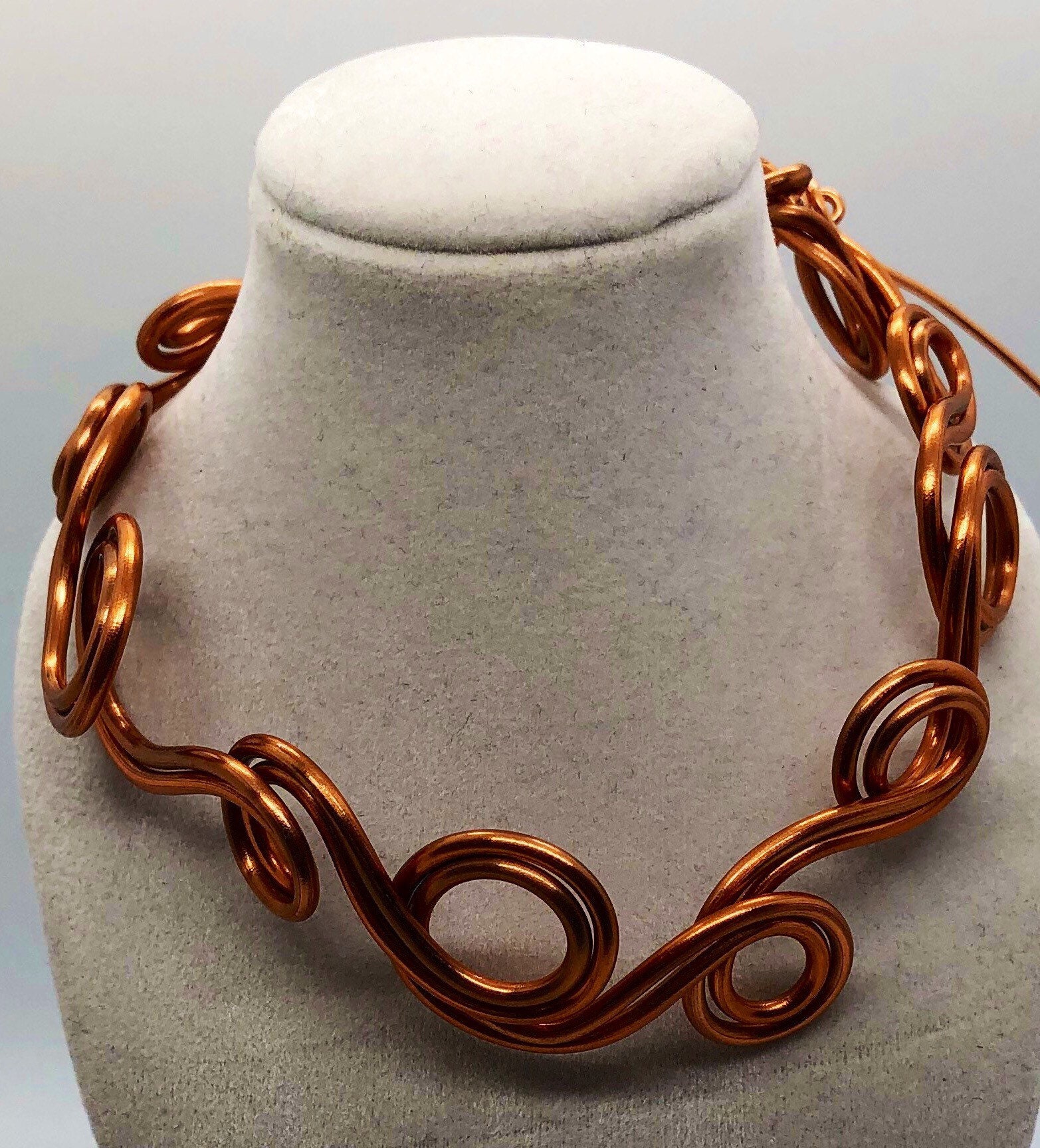 Copper Wire Sculpted Choker Necklace Etsy