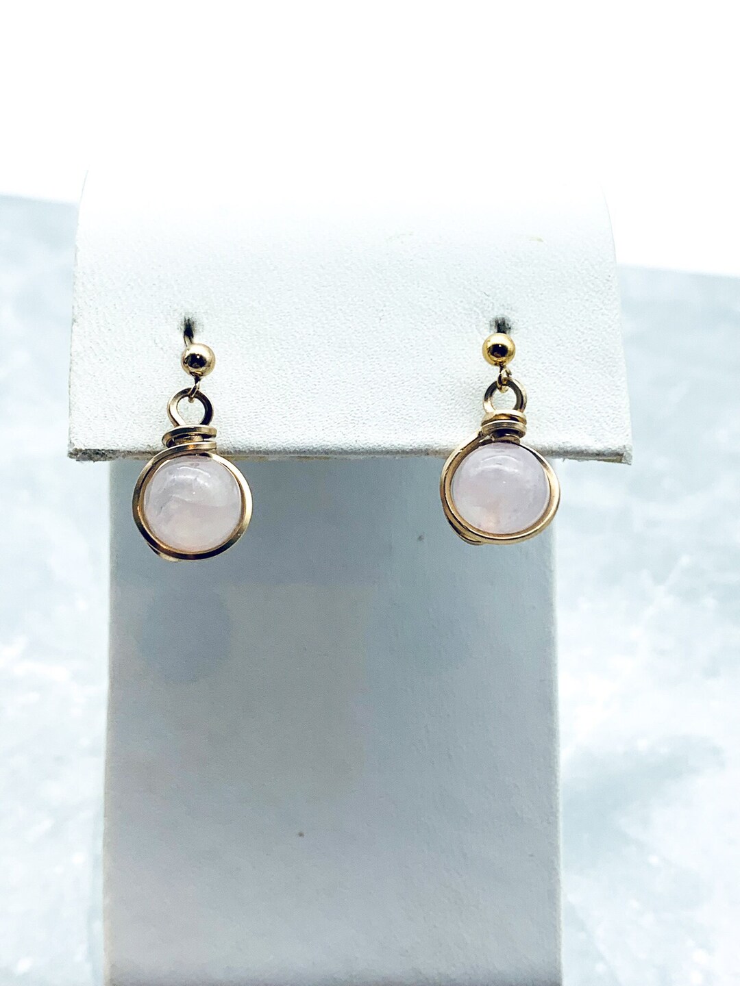 Natural Rose Quartz Wire Wrapped in Gold Earrings - Etsy Canada