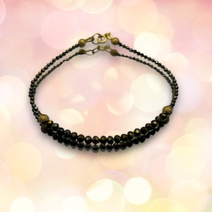 Super Sparkly Natural Black Spinel Bracelet, Personalized August Birthstone Gift, 22nd Wedding Anniversary Gift