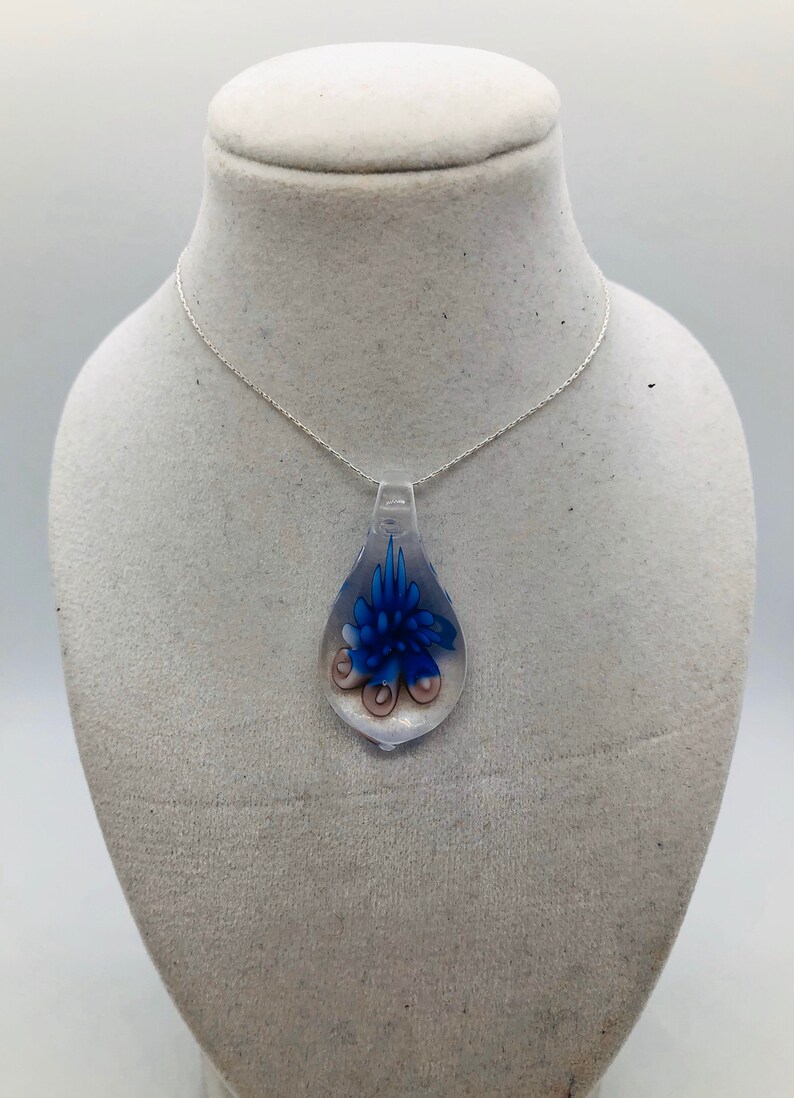 Gift for Mom Lampwork Glass Pendant on a Silver or Gold Chain